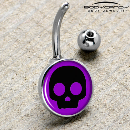 Purple Black Simple Skull Belly Ring by Onyx O
