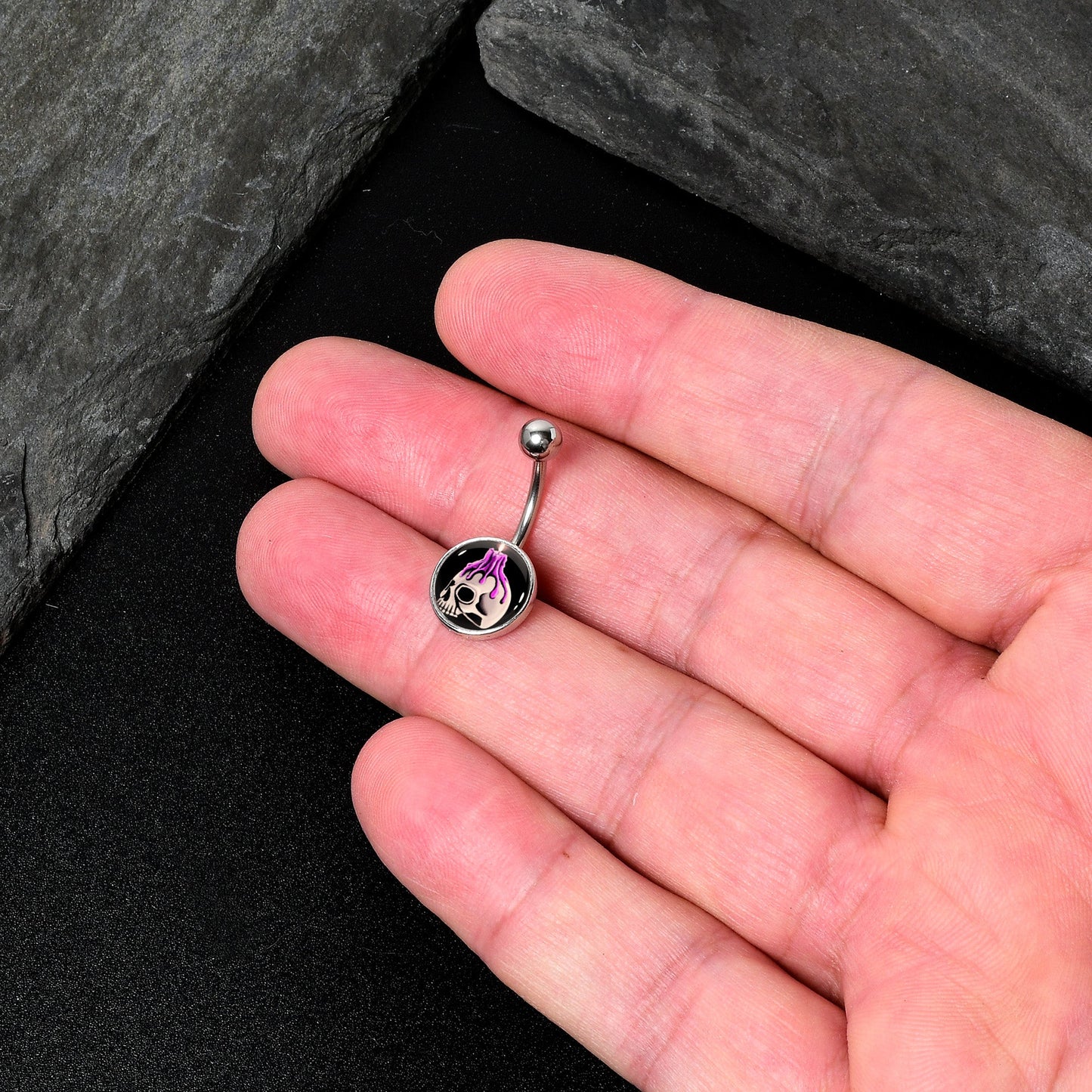 Burning Skull Candle Belly Ring by Onyx O