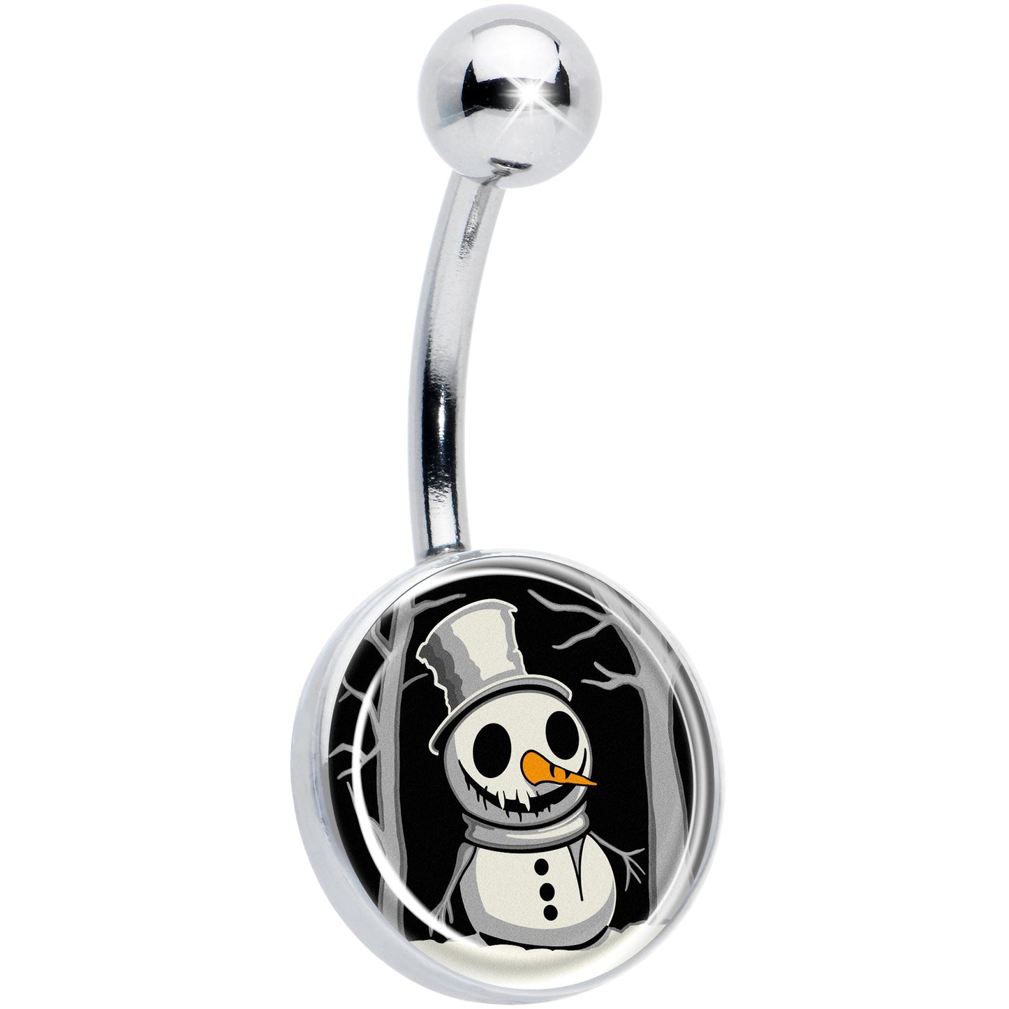 Christmas Holiday Spooky Snowman Belly Ring by Onyx O