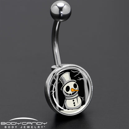 Christmas Holiday Spooky Snowman Belly Ring by Onyx O