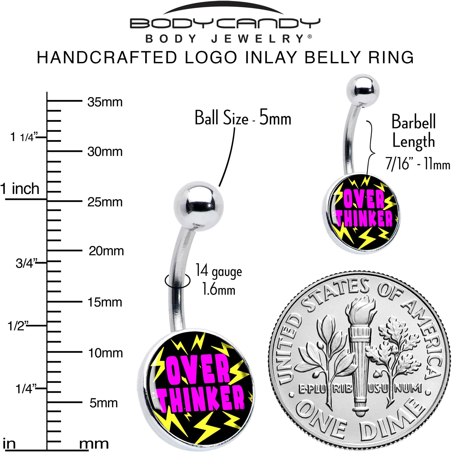 Over Thinker Impact Belly Ring by Onyx O