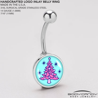 Pastel Christmas Tree Holiday Belly Ring by Onyx O