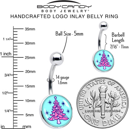 Pastel Christmas Tree Holiday Belly Ring by Onyx O