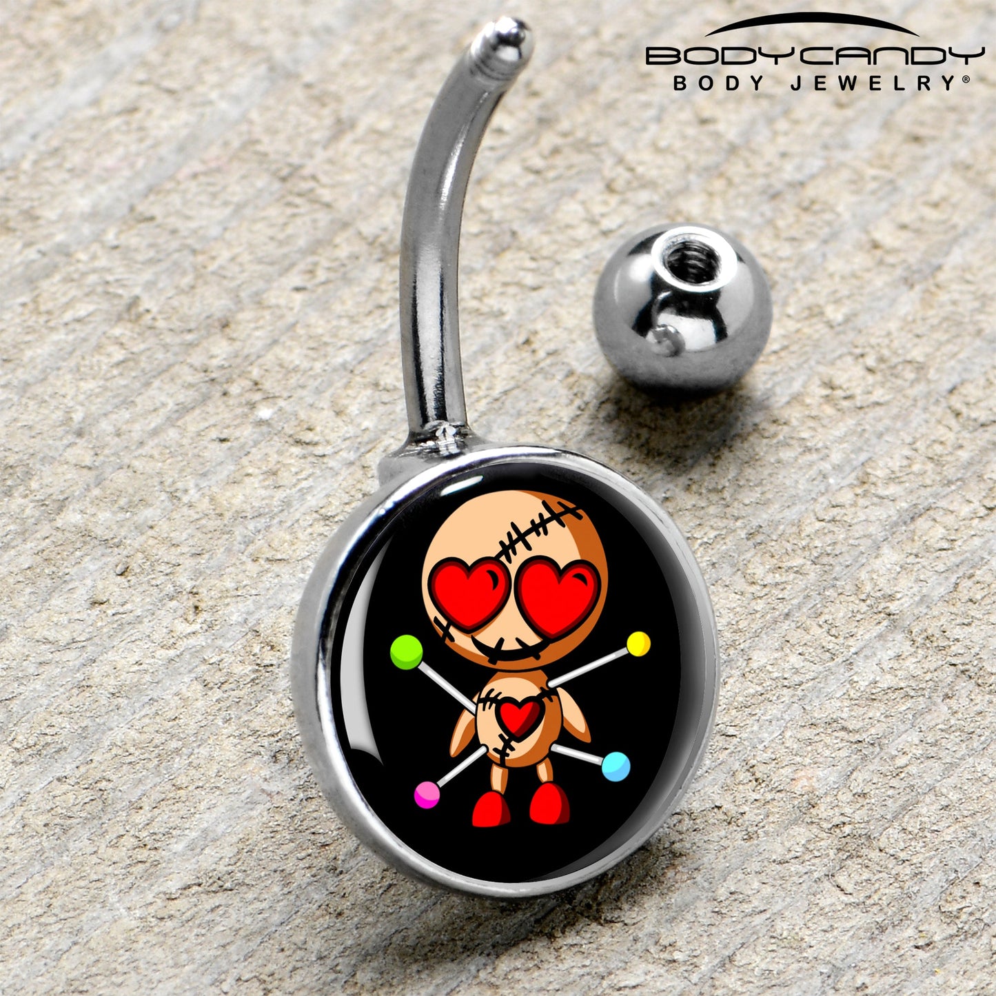 Valentine Heart Voodoo Doll Belly Ring