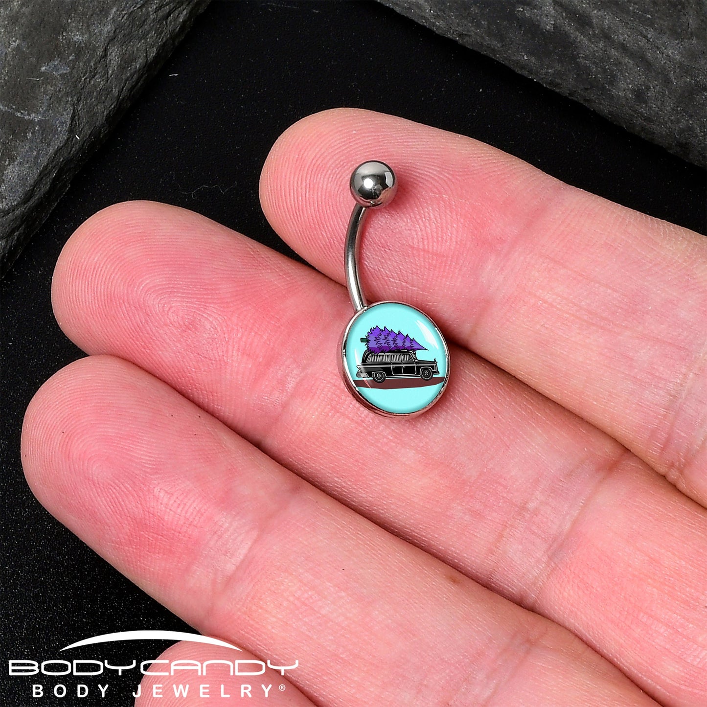 Holiday Christmas Hearse Belly Ring by Onyx O