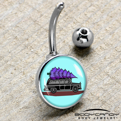 Holiday Christmas Hearse Belly Ring by Onyx O