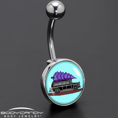 Holiday Christmas Hearse Belly Ring by Onyx O