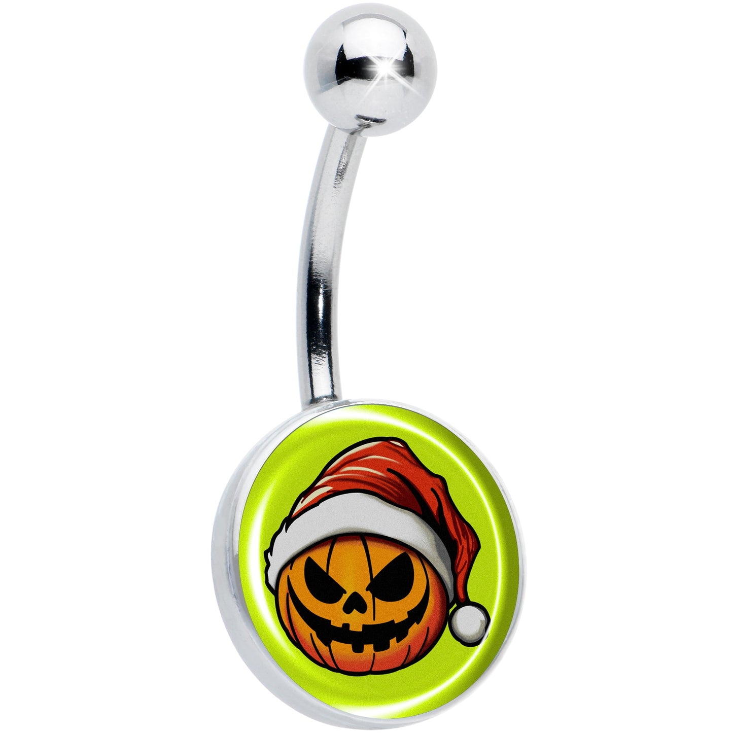 Christmas Holiday Santa Hat Pumpkin Belly Ring by Onyx O
