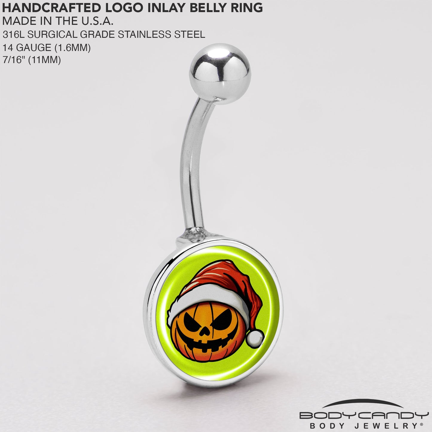 Christmas Holiday Santa Hat Pumpkin Belly Ring by Onyx O