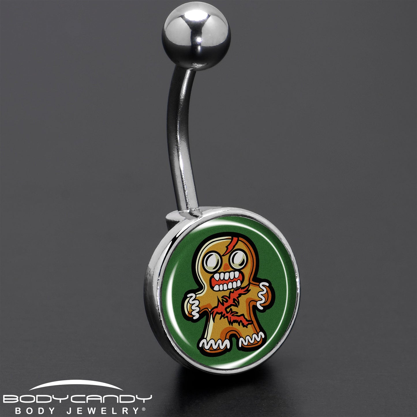 Christmas Holiday Zombie Gingergread Man Belly Ring by Onyx O