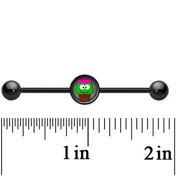 14G Black Anodized Cupcake Frank Monster Industrial Bar 37mm