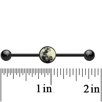 14G Black Glow in the Dark Full Moon Industrial Barbell 37mm