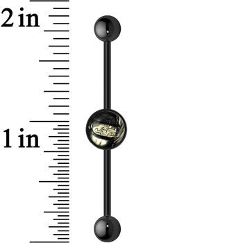 14G Black Glow in the Dark RIP Tombstone Industrial Barbell 37mm