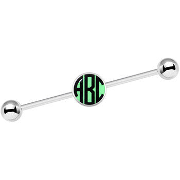 Glow in the Dark Personalized Custom Initial Industrial Barbell 37mm