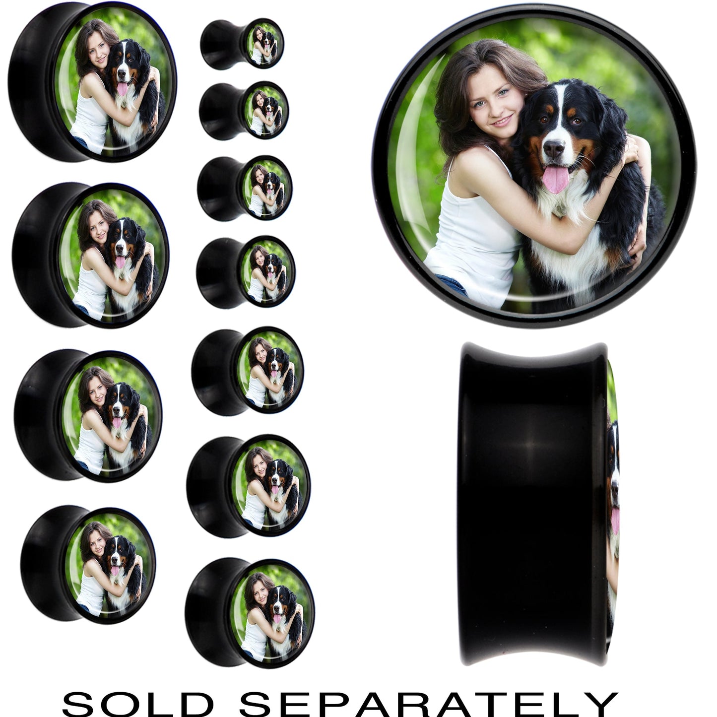 Black Acrylic Custom Photo Saddle Plug - buy 2 for a pair