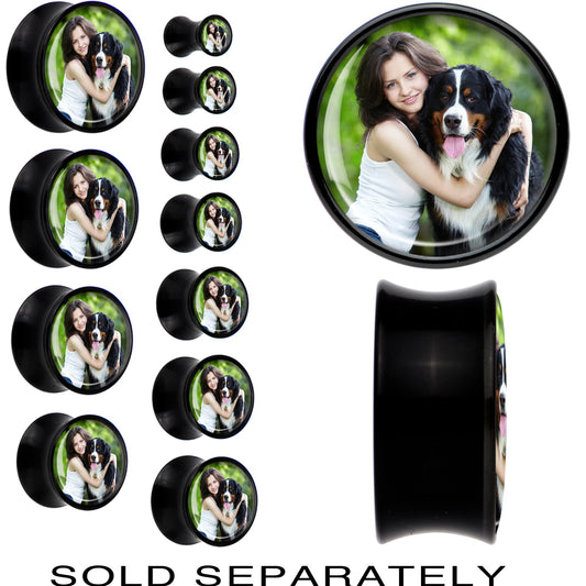 Black Acrylic Custom Photo Saddle Plug - buy 2 for a pair