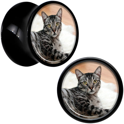 Black Acrylic Custom Photo Saddle Plug - buy 2 for a pair