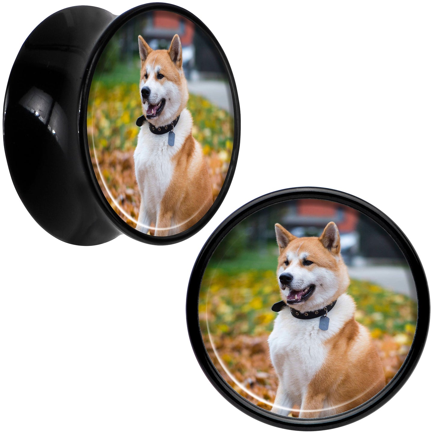 Black Acrylic Custom Photo Saddle Plug - buy 2 for a pair