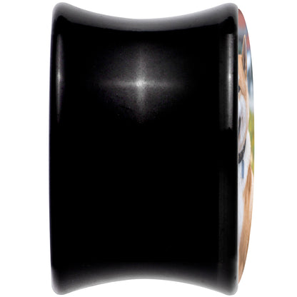 Black Acrylic Custom Photo Saddle Plug - buy 2 for a pair