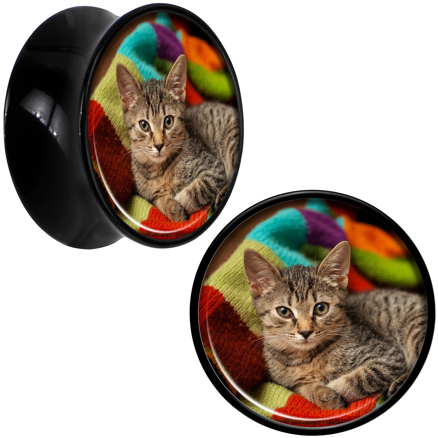 Black Acrylic Custom Photo Saddle Plug - buy 2 for a pair