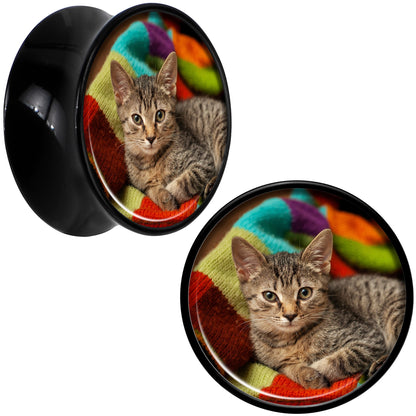 Black Acrylic Custom Photo Saddle Plug - buy 2 for a pair