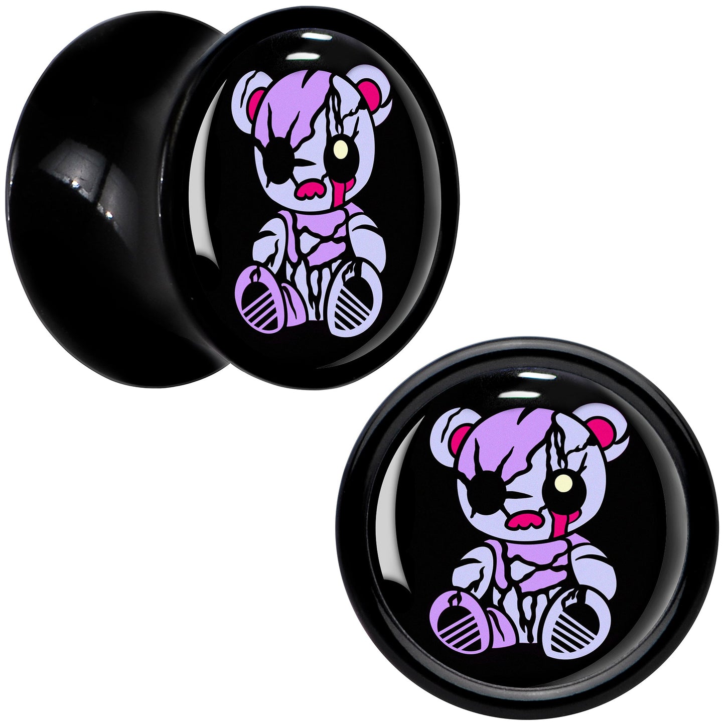 Attitude Teddy Bear Black Acrylic Saddle Plug Set by Onyx O