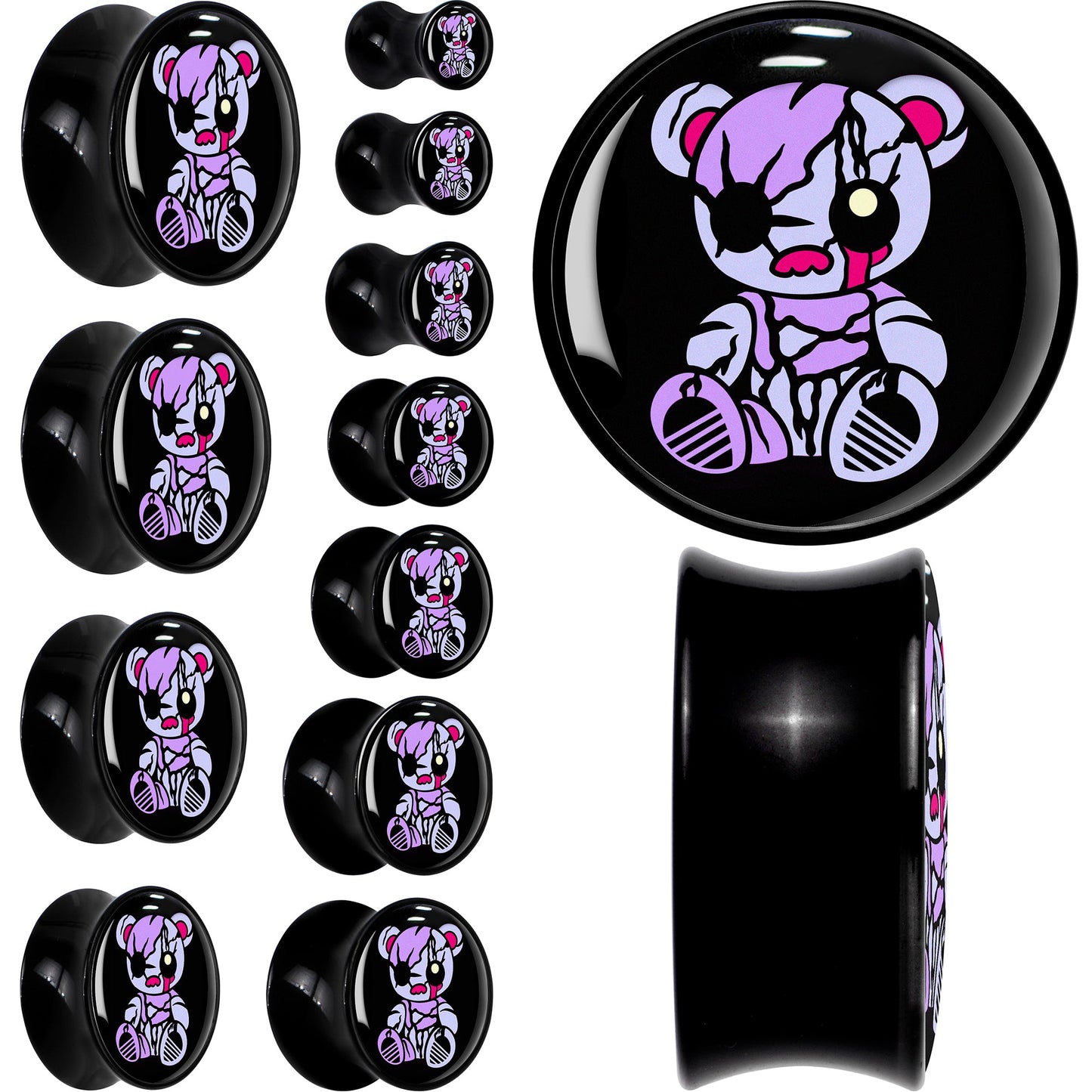 Attitude Teddy Bear Black Acrylic Saddle Plug Set by Onyx O