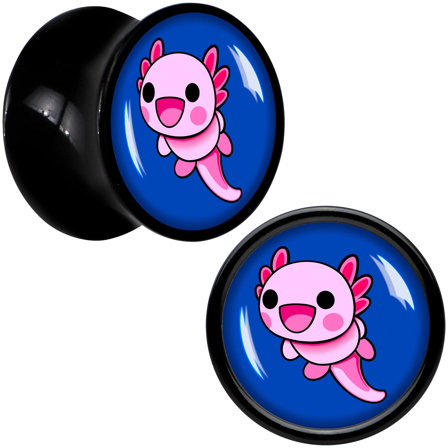 Adorable Axolotl Black Acrylic Saddle Plug Set by Onyx O