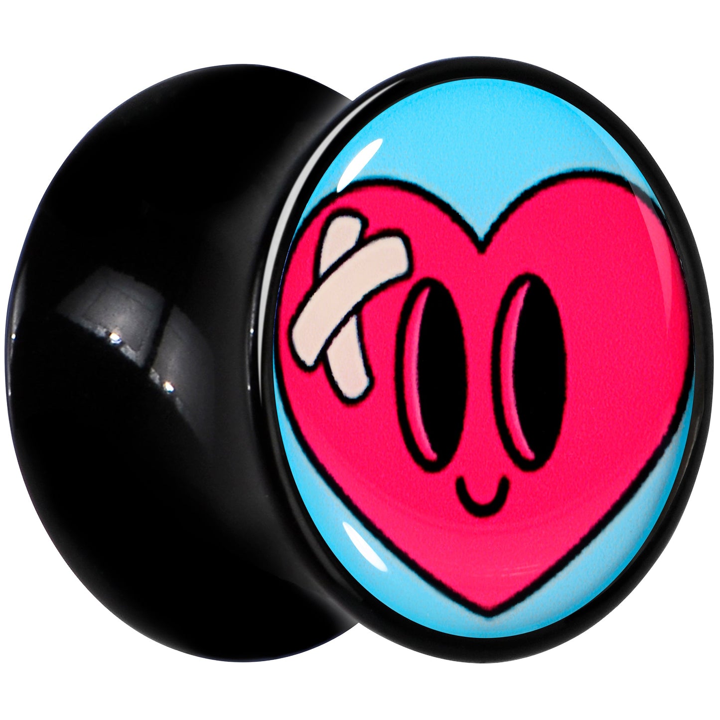 Black Acrylic Heartbreak Bandaged Heart Double Flare Plug Set by Onyx O