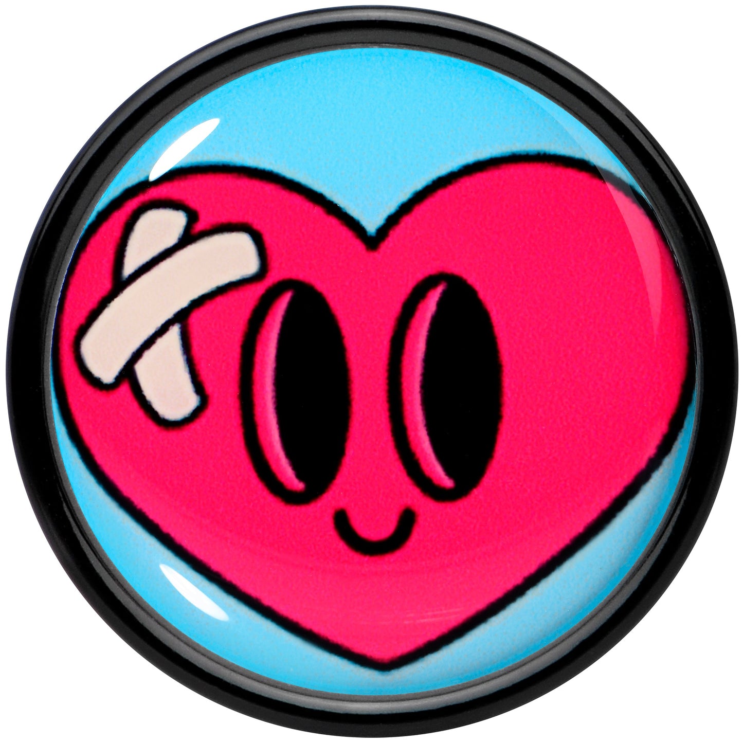 Black Acrylic Heartbreak Bandaged Heart Double Flare Plug Set by Onyx O