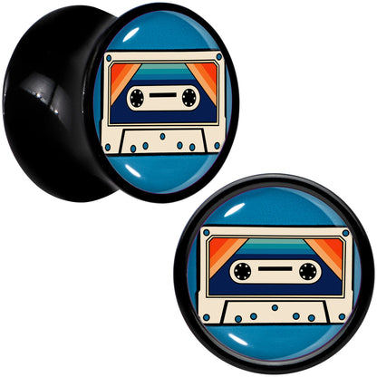 Black Acrylic Retro Cassette Double Flare Plug Set by Onyx O