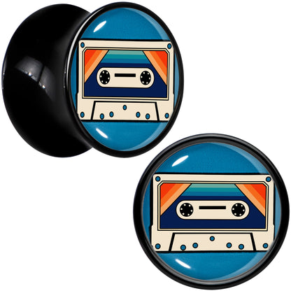 Black Acrylic Retro Cassette Double Flare Plug Set by Onyx O