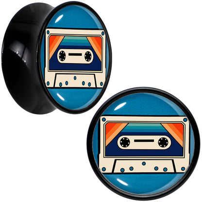 Black Acrylic Retro Cassette Double Flare Plug Set by Onyx O