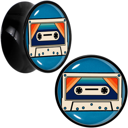 Black Acrylic Retro Cassette Double Flare Plug Set by Onyx O