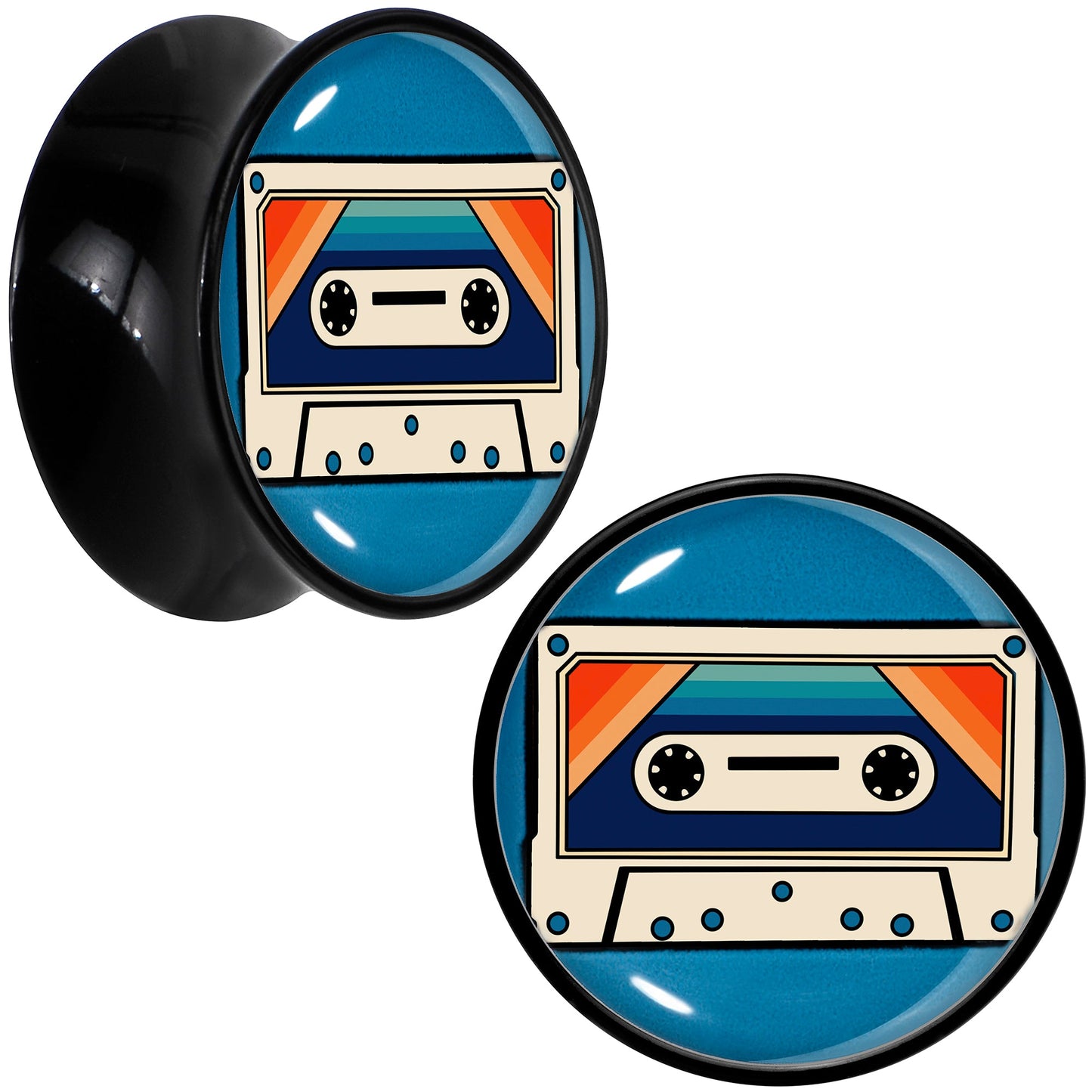Black Acrylic Retro Cassette Double Flare Plug Set by Onyx O