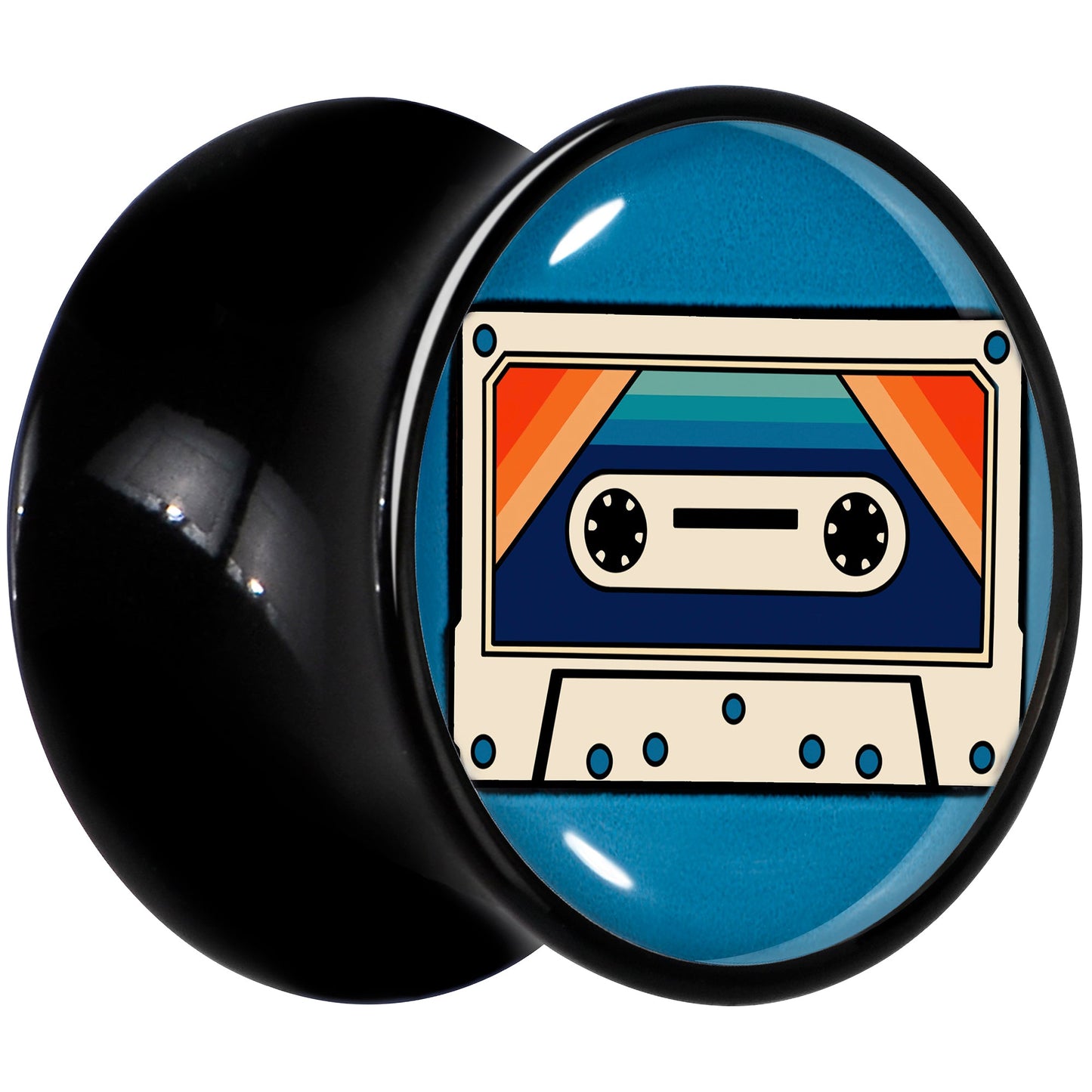 Black Acrylic Retro Cassette Double Flare Plug Set by Onyx O