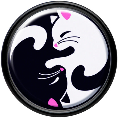 Black Acrylic Cute Kitty Cat Yin Yang Double Flare Plug Set by Onyx O