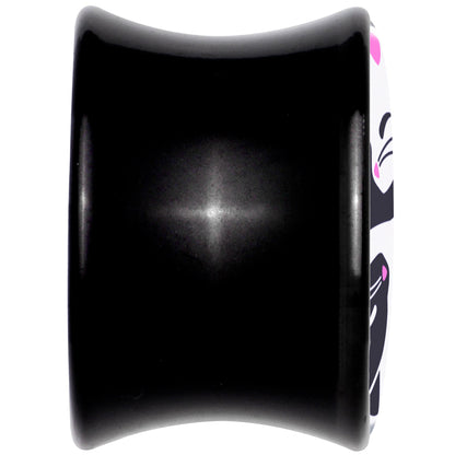 Black Acrylic Cute Kitty Cat Yin Yang Double Flare Plug Set by Onyx O