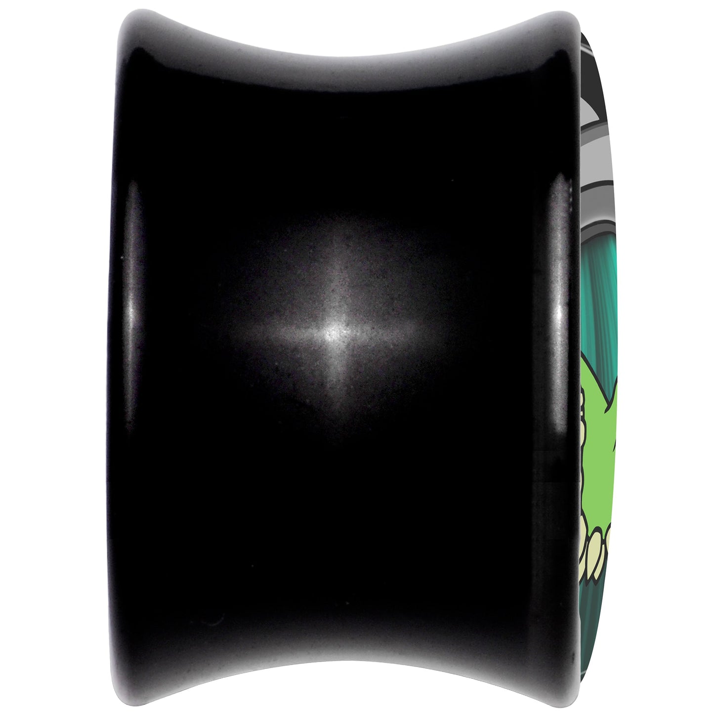 Black Acrylic Alien UFO Dinosaur Abduction Double Flare Plug Set by Onyx O