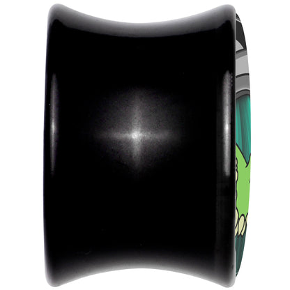 Black Acrylic Alien UFO Dinosaur Abduction Double Flare Plug Set by Onyx O