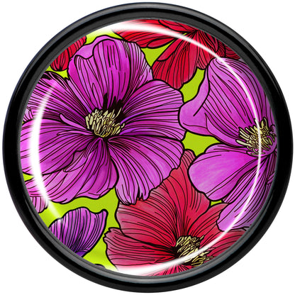 Blossom Creation Tropical Floral Flowers Black Acrylic Saddle Plug Set by Onyx O