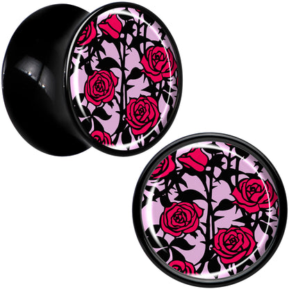Blossom Creation Floral Love of Roses Black Acrylic Saddle Plug Set by Onyx O