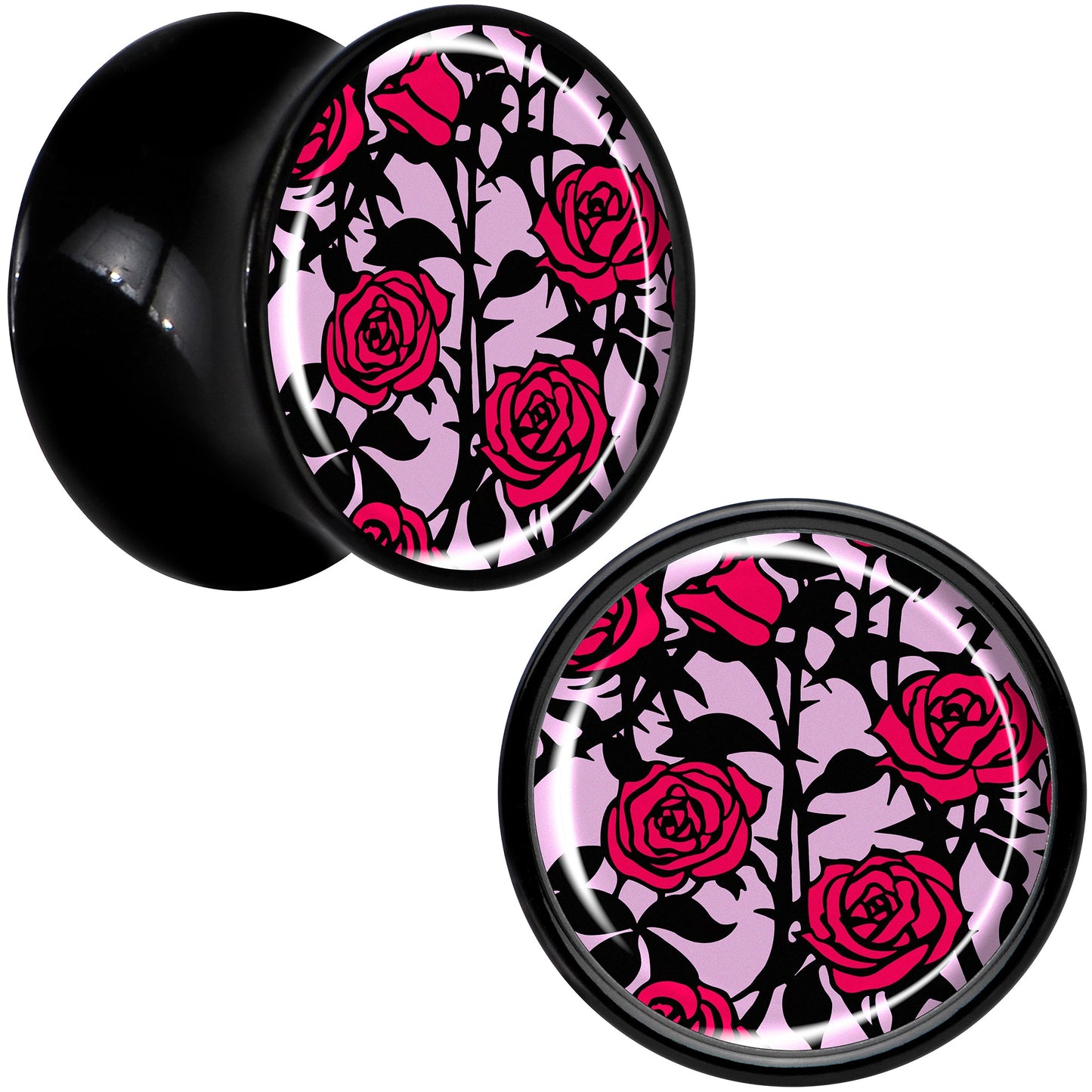 Blossom Creation Floral Love of Roses Black Acrylic Saddle Plug Set by Onyx O