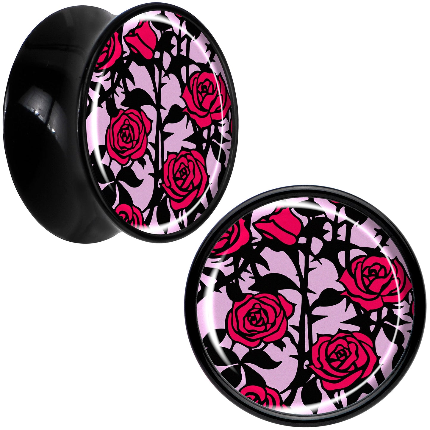 Blossom Creation Floral Love of Roses Black Acrylic Saddle Plug Set by Onyx O