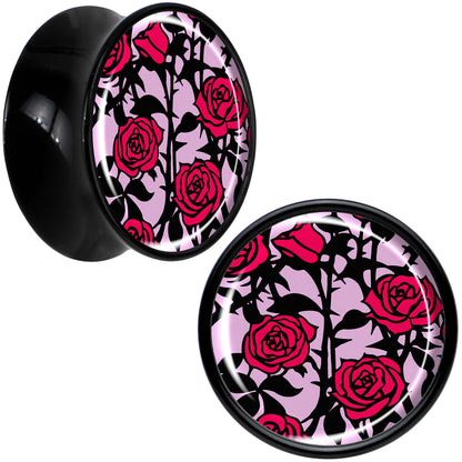 Blossom Creation Floral Love of Roses Black Acrylic Saddle Plug Set by Onyx O