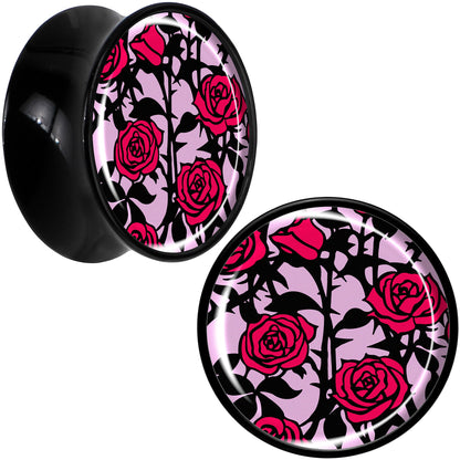 Blossom Creation Floral Love of Roses Black Acrylic Saddle Plug Set by Onyx O
