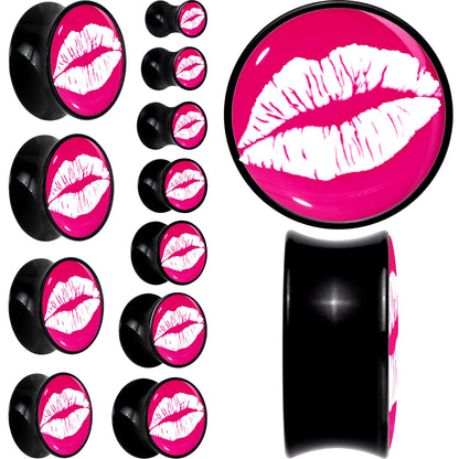 Black Acrylic Red Hot Lips Double Flare Plug Set by Onyx O