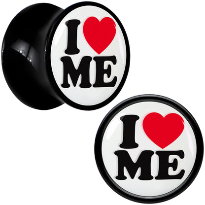 Black Acrylic I Love Me Double Flare Plug Set by Onyx O