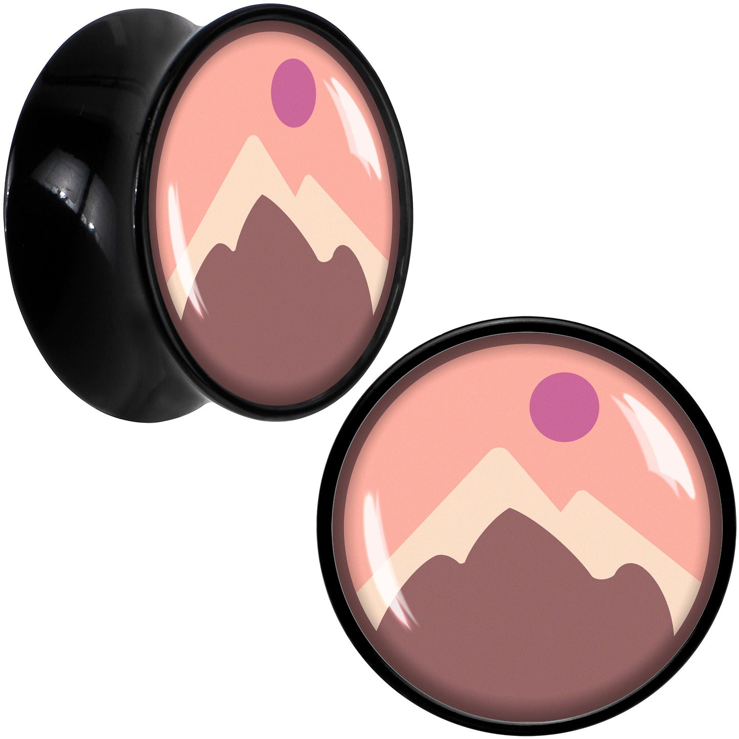 Mountain Sunrise Black Acrylic Saddle Plug Set by Onyx O