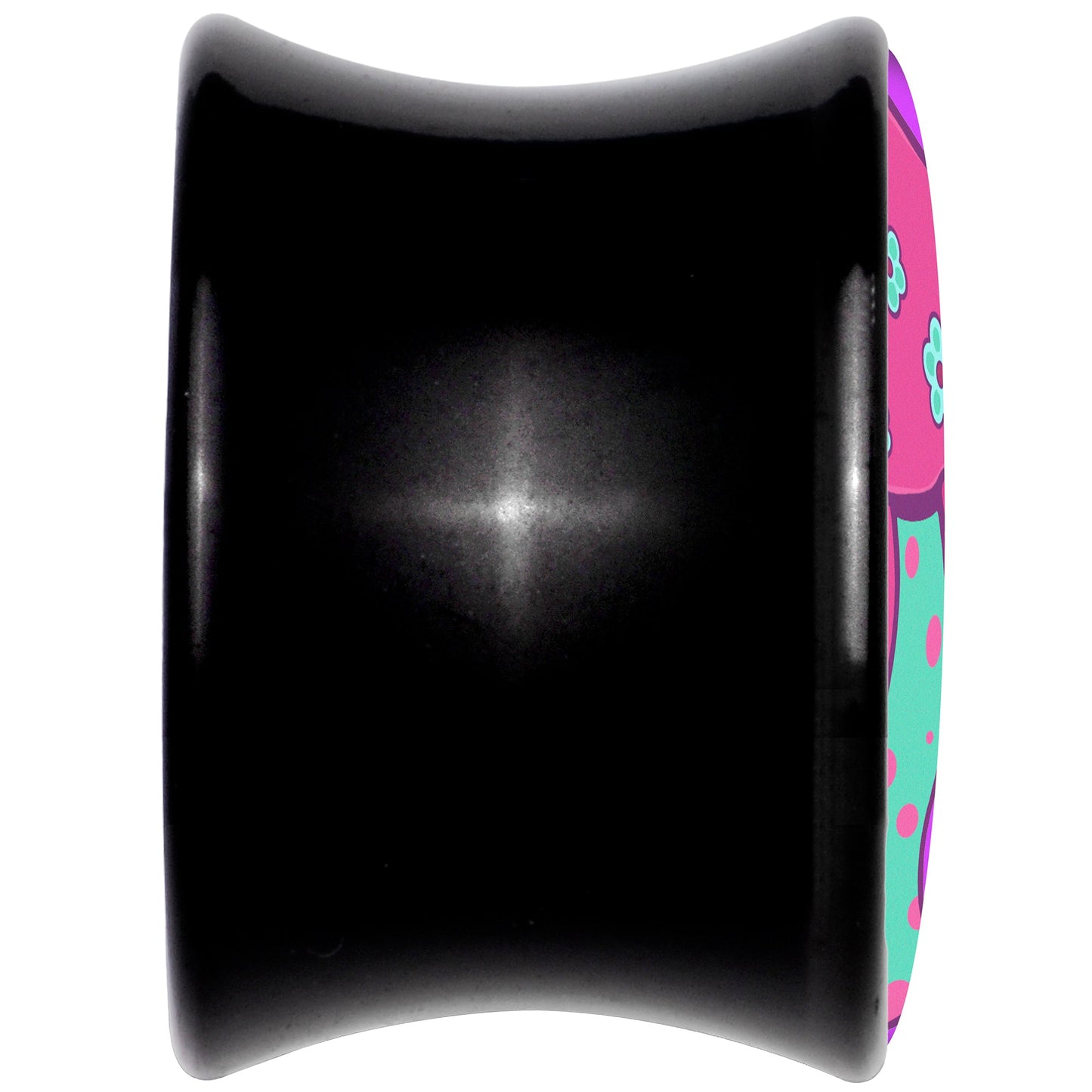 Black Acrylic Funky Floral Mushroom Double Flare Plug Set by Onyx O